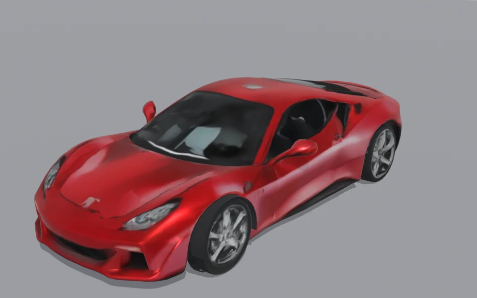 Generated red sports coupe rendered in three-quarter view