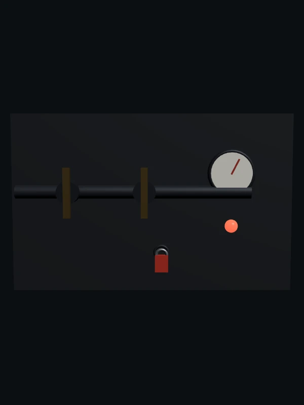 An isolation panel with both valves shut and the padlock on, but the gauge still high and the lamp red