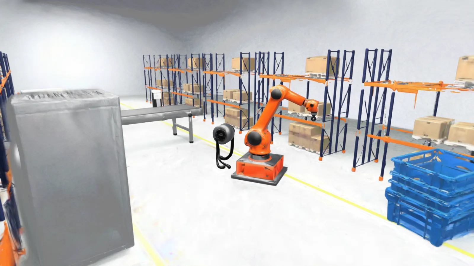 A Gaussian-splat factory robot cell