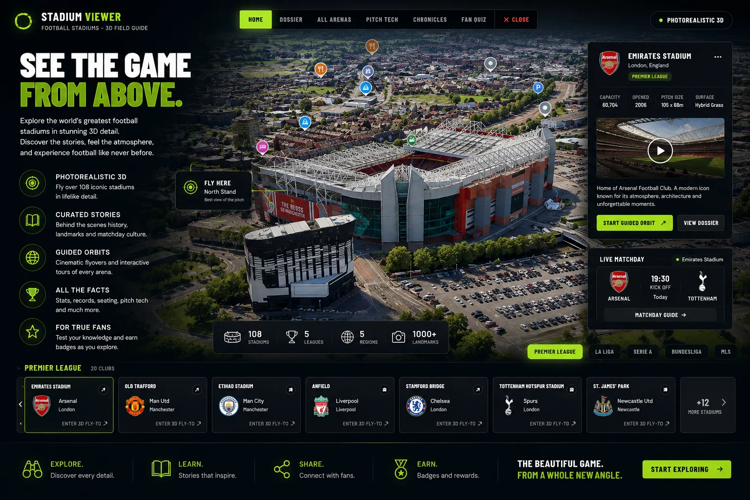 3D Stadium Viewer interface screenshot